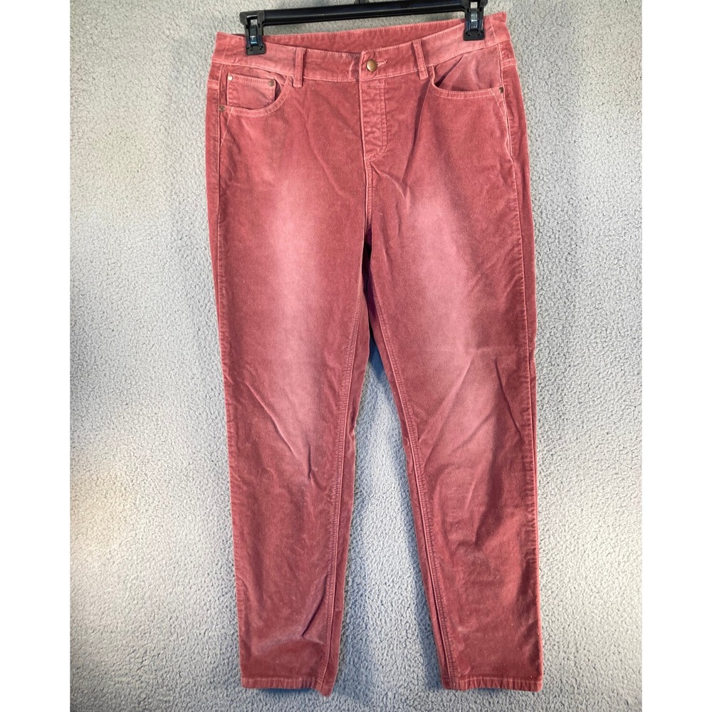 Soft Surroundings Pants Womens 10 Rose Velvet High Rise Soft Pull On Stretch